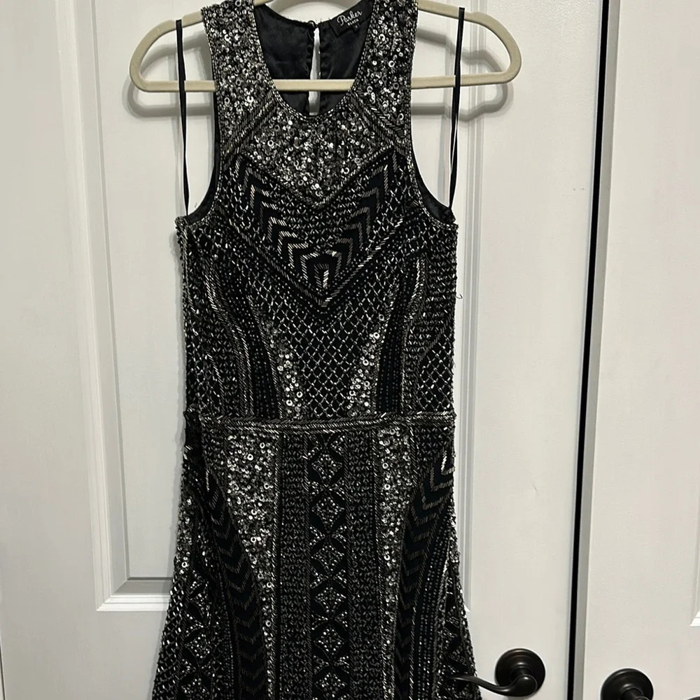 Parker Black Sleeveless Halter Sheath Dress Prom ready